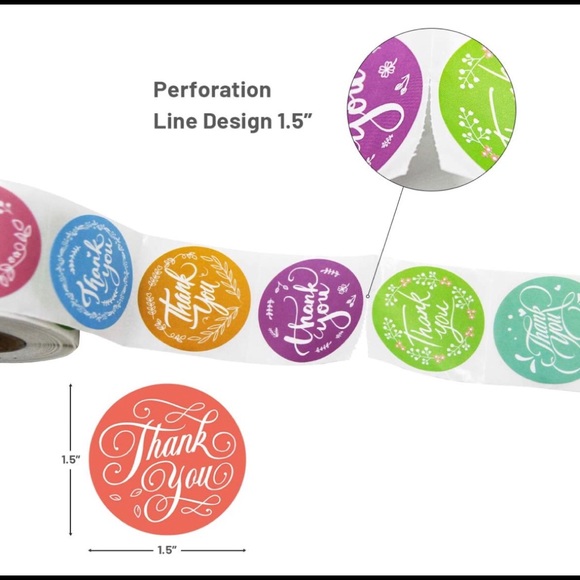 50-60 free gifts! 500 roll thank you stickers colorful posh selling - Picture 7 of 8